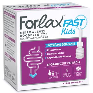 Forlax Fast Kids, mikrowlewki doodbytnicze, 5 g x 6 sztuk - zdjęcie produktu
