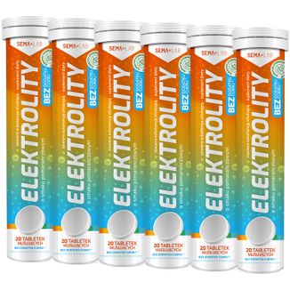 Zestaw SEMA Lab Elektrolity, bez dodatku cukru, smak pomarańczowy, 6 x 20 tabletek musujących
 - zdjęcie produktu