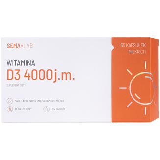 Zestaw SEMA Lab Witamina D3 4000 j.m., 4 x 60 kapsułek miękkich - 2 - zdjęcie produktu
