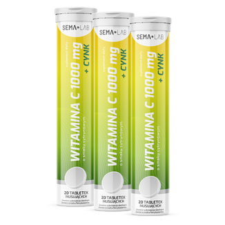 Zestaw SEMA Lab Witamina C 1000 mg + Cynk, smak cytrynowy, 3 x 20 tabletek musujących - zdjęcie produktu