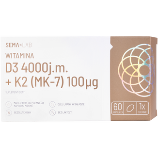Zestaw SEMA Lab Witamina D3 4000 j.m + K2 (MK-7) 100 µg, 2 x 60 kapsułek miękkich
 - 2 - zdjęcie produktu