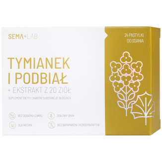 Zestaw SEMA Lab Tymianek i Podbiał + ekstrakt z 20 ziół, bez cukru, 2 x 24 pastylki do ssania - 2 - zdjęcie produktu
