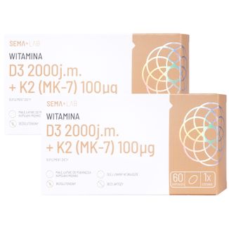 Zestaw SEMA Lab Witamina D3 2000 j.m + K2 (MK-7) 100 µg, 2 x 60 kapsułek miękkich
 - zdjęcie produktu