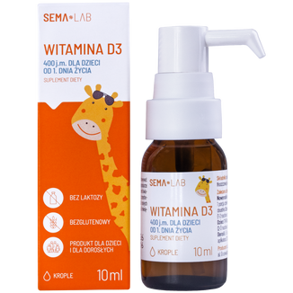 Zestaw SEMA Lab Witamina D3 400 j.m. dla dzieci od 1 dnia życia, krople, 2 x 10 ml - 2 - zdjęcie produktu