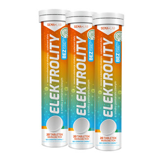 Zestaw SEMA Lab Elektrolity, bez dodatku cukru, smak pomarańczowy, 3 x 20 tabletek musujących - zdjęcie produktu