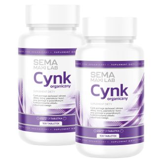 Zestaw SEMA Maxi Lab Cynk organiczny, 2 x 100 tabletek - zdjęcie produktu
