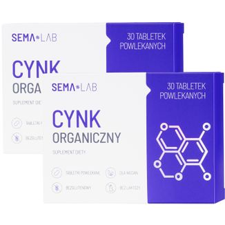 Zestaw SEMA Lab Cynk organiczny, 2 x 30 tabletek powlekanych - zdjęcie produktu