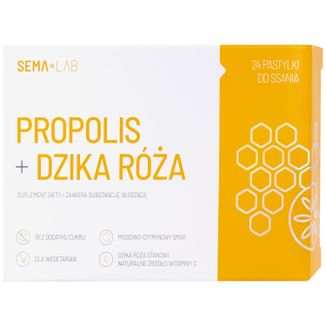 Zestaw SEMA Lab Propolis + Dzika róża, smak miodowo-cytrynowy, 3 x 24 pastylki do ssania - 2 - zdjęcie produktu