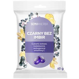 Zestaw SEMA Herba Ziołowe cukierki z czarnym bzem, imbirem i witaminą C, 3 x 60 g - 2 - zdjęcie produktu