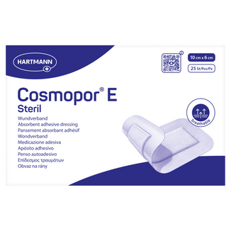 Cosmopor E, opatrunek na rany pooperacyjne, jałowy, 10 cm x 6 cm, 25 sztuk - zdjęcie produktu