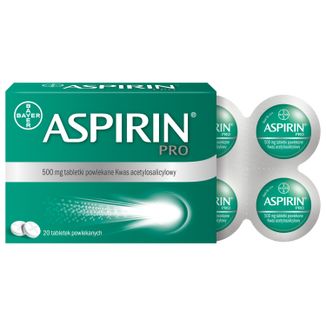 Aspirin Pro 500 mg, 20 tabletek powlekanych - 2 - zdjęcie produktu