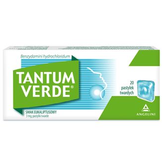 Tantum Verde 3 mg, smak eukaliptusowy, 20 pastylek twardych - zdjęcie produktu