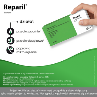 Reparil 20 mg, 40 tabletek (import równoległy) - 3 - zdjęcie produktu