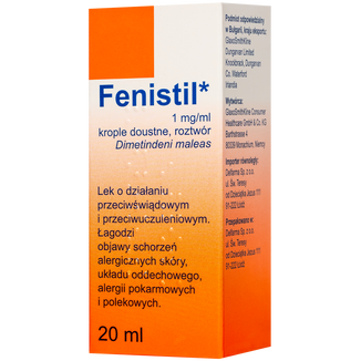 Fenistil 1 mg/ 1 ml, krople doustne, 20 ml (import równoległy) - zdjęcie produktu