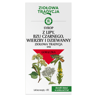 Ziołowa Tradycja Syrop z lipy, bzu czarnego, wierzby i dziewanny, 125 g KRÓTKA DATA - zdjęcie produktu