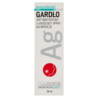 Nanobiotic Med Silver Gardło, antybakteryjny spray na infekcje gardła, 30 ml - 2 - zdjęcie produktu