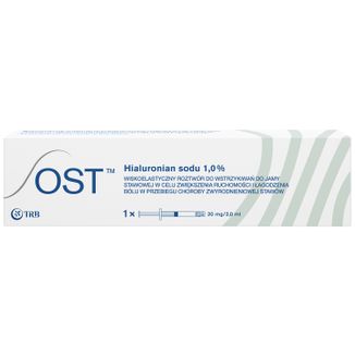 OST 20 mg/ 2 ml, hialuronian sodu 1,0%, roztwór do iniekcji, 2 ml x 1 ampułkostrzykawka KRÓTKA DATA - zdjęcie produktu