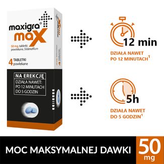 Maxigra Max 50 mg, 4 tabletki powlekane - 2 - zdjęcie produktu