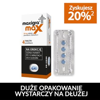 Maxigra Max 50 mg, 4 tabletki powlekane - 3 - zdjęcie produktu
