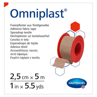 Omniplast, przylepiec tkaninowy z wiskozy, cielisty, 2,5 cm x 5 m, 1 sztuka - zdjęcie produktu