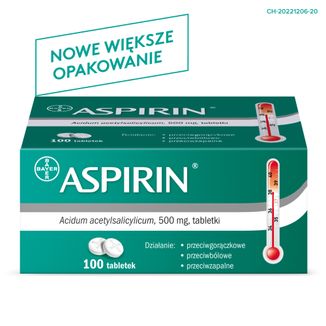 Aspirin 500 mg, 100 tabletek USZKODZONE OPAKOWANIE - 9 Aspirin 500 mg, 100 tabletek USZKODZONE OPAKOWANIE - 9 - zdjęcie produktu