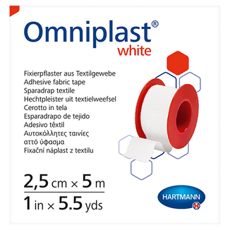 Omniplast White, przylepiec tkaninowy z wiskozy, 2,5 cm x 5 m, 1 sztuka - zdjęcie produktu