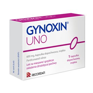 Gynoxin Uno 600 mg, 1 kapsułka dopochwowa miękka USZKODZONE OPAKOWANIE - zdjęcie produktu
