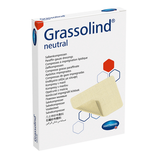 Grassolind Neutral, opatrunek z maścią, jałowy, 10 cm x 10 cm, 10 sztuk - zdjęcie produktu