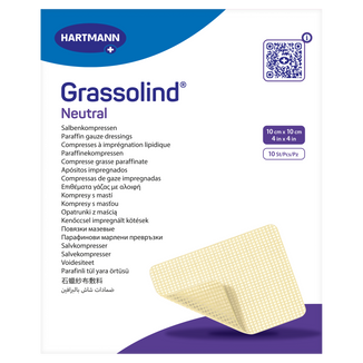 Grassolind Neutral, opatrunek z maścią, jałowy, 10 cm x 10 cm, 10 sztuk - zdjęcie produktu