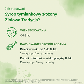 Ziołowa Tradycja Syrop tymiankowy złożony (0,945 g + 0,63 mg)/5 ml, 125 g - 3 - zdjęcie produktu