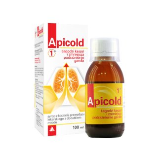 Apicold 1+, syrop z prawoślazu lekarskiego z dodatkiem miodu, 100 ml - zdjęcie produktu