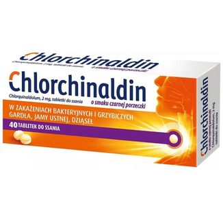 Chlorchinaldin o smaku czarnej porzeczki 2 mg, 40 tabletek do ssania USZKODZONE OPAKOWANIE - zdjęcie produktu