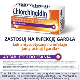 Chlorchinaldin o smaku czarnej porzeczki 2 mg, 40 tabletek do ssania - 2 - zdjęcie produktu