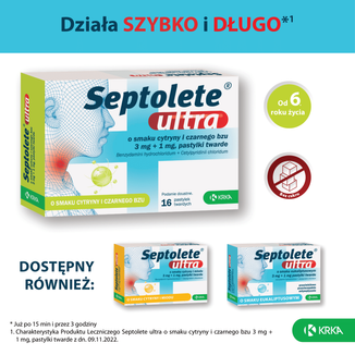 Septolete Ultra o smaku cytryny i czarnego bzu 3 mg + 1 mg, 16 pastylek twardych - 5 - zdjęcie produktu