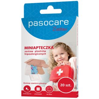 Miniapteczka Pasocare, zestaw plastrów hipoalergicznych, 20 sztuk - zdjęcie produktu