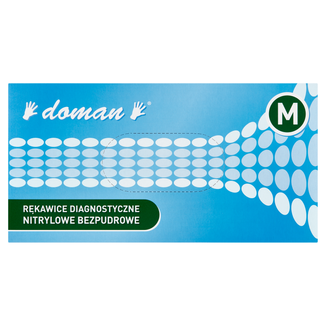 Doman, rękawice nitrylowe, niejałowe, bezpudrowe, niebieskie, rozmiar M, 100 sztuk - 2 - zdjęcie produktu