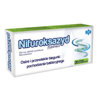 Nifuroksazyd Polfarmex 200 mg, 20 tabletek powlekanych - zdjęcie produktu