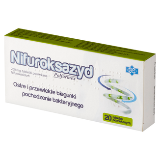 Nifuroksazyd Polfarmex 200 mg, 20 tabletek powlekanych - zdjęcie produktu