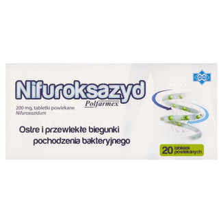 Nifuroksazyd Polfarmex 200 mg, 20 tabletek powlekanych - 2 - zdjęcie produktu
