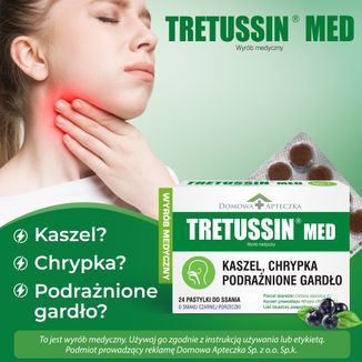 Tretussin Med, smak czarnej porzeczki, 24 pastylki do ssania - 2 - zdjęcie produktu
