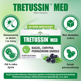 Tretussin Med, smak czarnej porzeczki, 24 pastylki do ssania - 5 - zdjęcie produktu
