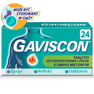 Gaviscon o smaku mięty Tab 250 mg + 133,5 mg + 80 mg, 24 tableteki do rozgryzania i żucia - 2 Gaviscon o smaku mięty Tab 250 mg + 133,5 mg + 80 mg, 24 tableteki do rozgryzania i żucia - 2 - zdjęcie produktu