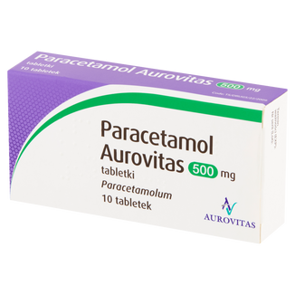 Paracetamol Aurovitas 500 mg, 10 tabletek KRÓTKA DATA - zdjęcie produktu