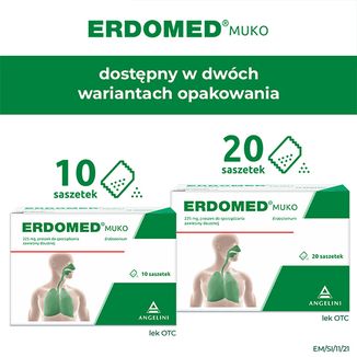 Erdomed Muko 225 mg, proszek do sporządzania zawiesiny doustnej, 10 saszetek - 8 - zdjęcie produktu
