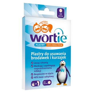 Wortie, plastry do usuwania brodawek i kurzajek, od 4 lat, 15 sztuk - zdjęcie produktu