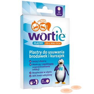 Wortie, plastry do usuwania brodawek i kurzajek, od 4 lat, 15 sztuk - zdjęcie produktu