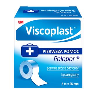 Viscoplast Polopor, przylepiec włókninowy, 5 m x 25 mm, 1 sztuka - zdjęcie produktu