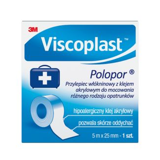 Viscoplast Polopor, przylepiec włókninowy, 5 m x 25 mm, 1 sztuka - 2 - zdjęcie produktu
