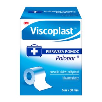 Viscoplast Polopor, przylepiec włókninowy, 5 m x 50 mm, 1 sztuka - zdjęcie produktu