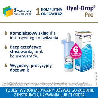 Hyal-Drop Pro, nawilżające krople do oczu, 10 ml - 3 - zdjęcie produktu